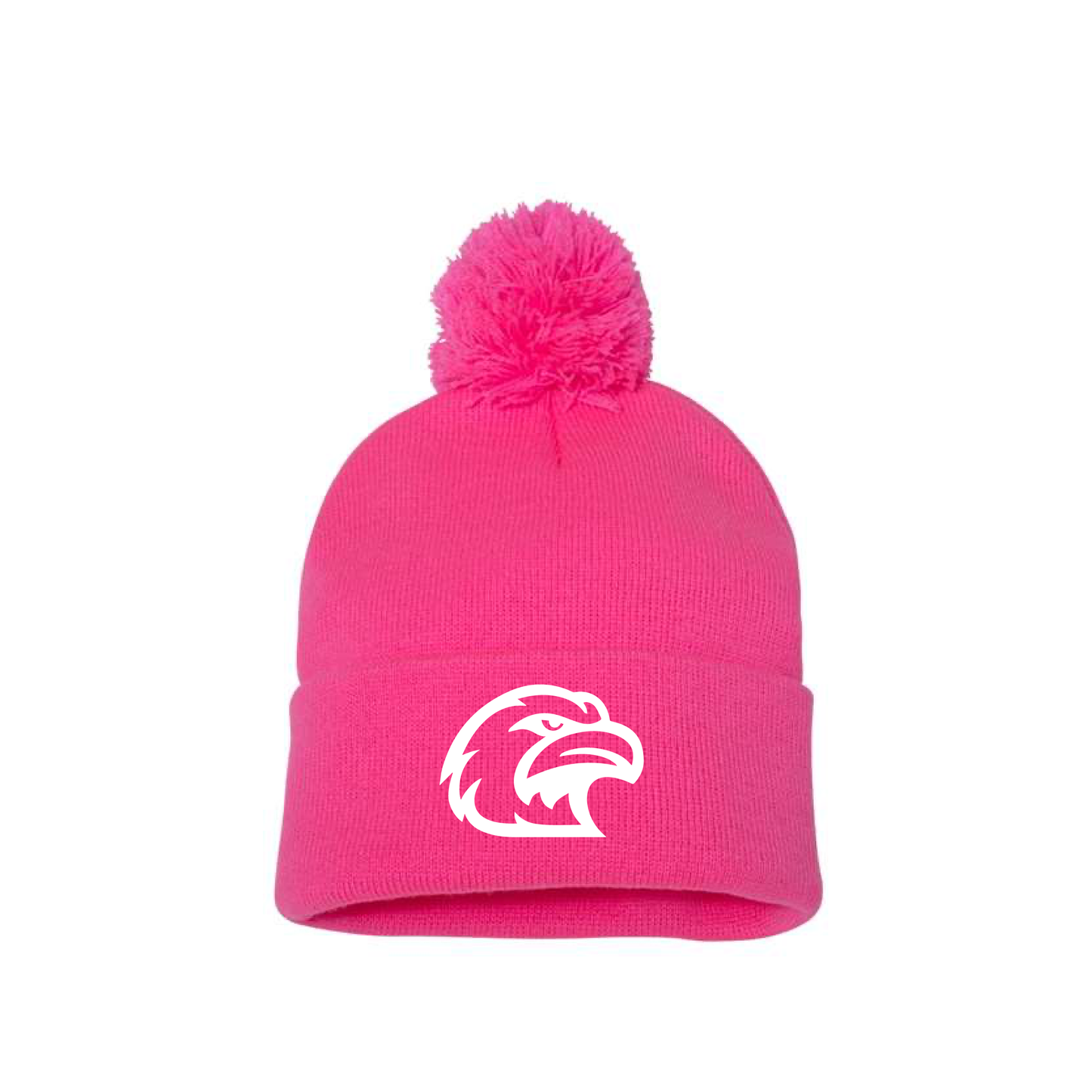 EAGLES | Sportsman Cuffed Beanie with Pom Pom in Neon Pink