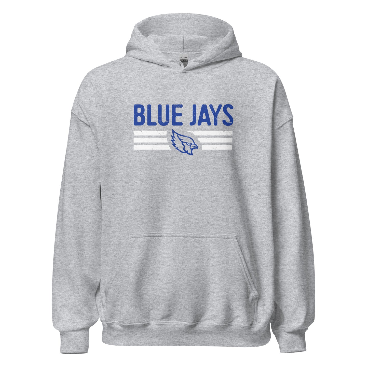 Blue Jays Stripes Gildan Hoodie in Sport Gray
