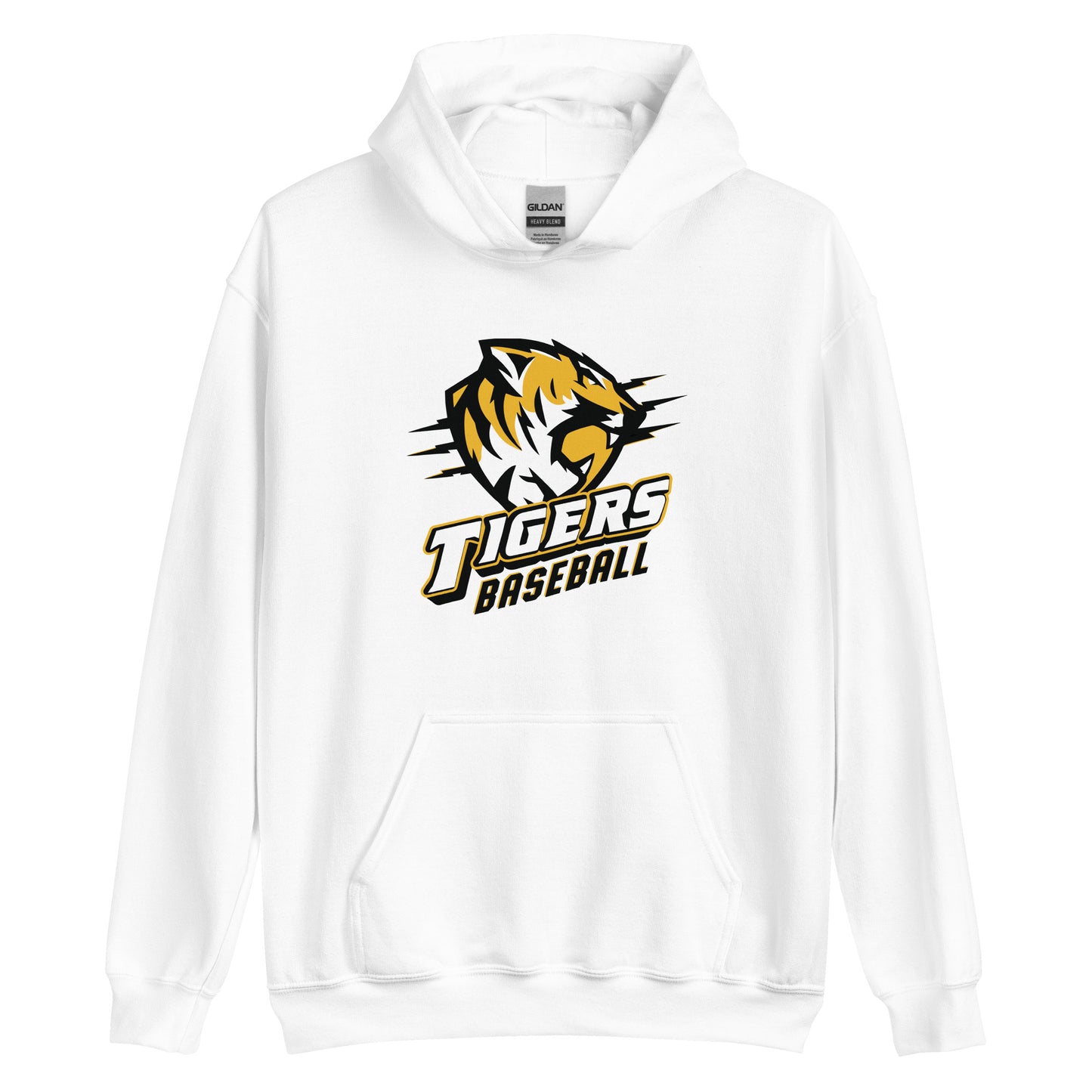 Tigers Baseball Gildan Heavyweight Hoodie in White