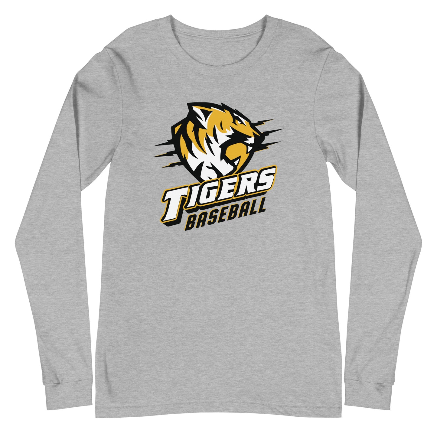 Tigers Baseball Bella Canvas Long Sleeve Tee in Athletic Heather
