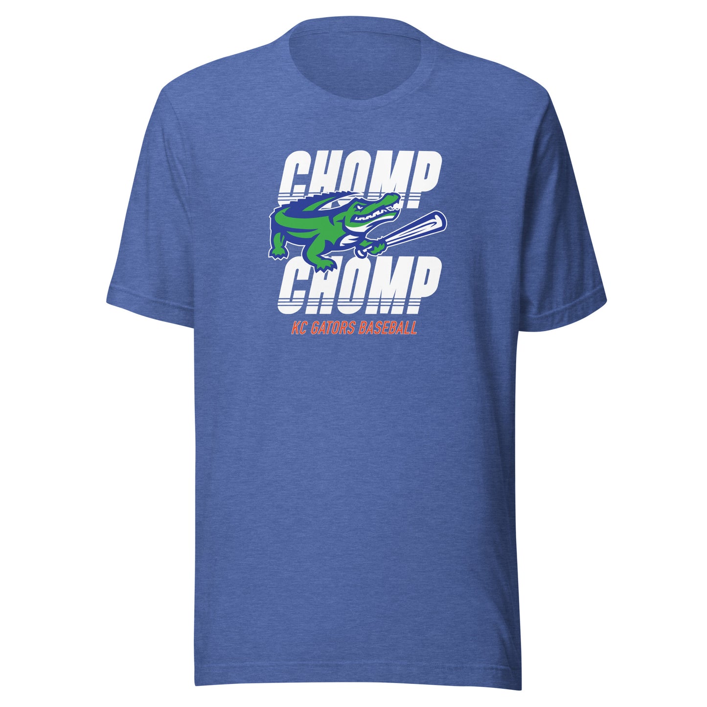 Gators Baseball Chomp Chomp Bella Canvas Jersey Tee in Heather True Royal