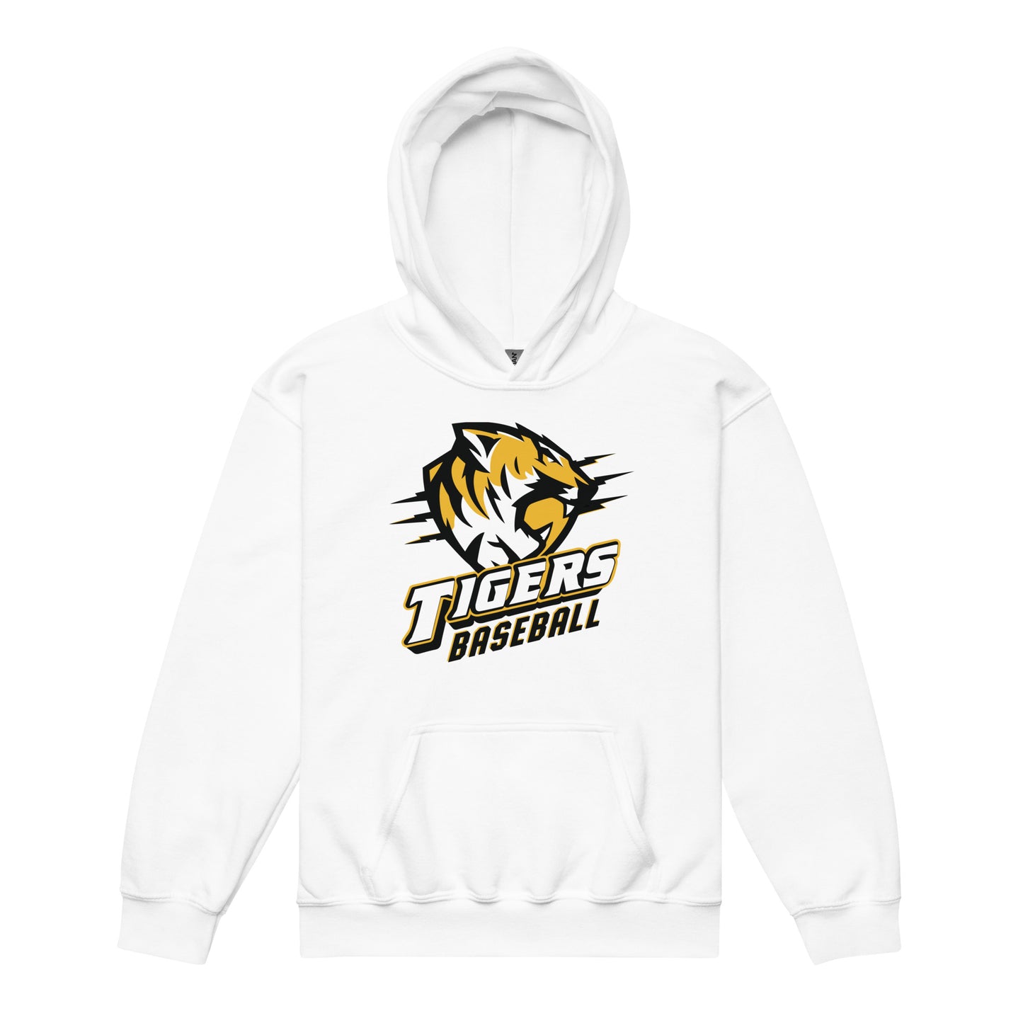 Tigers baseball YOUTH Gildan Heavyweight Hoodie in White