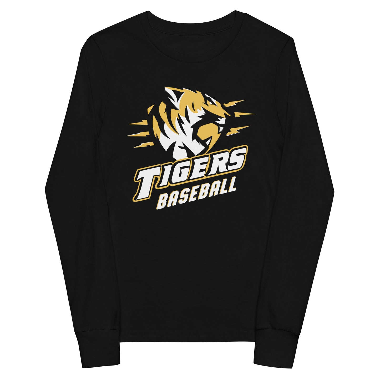 Tigers Baseball YOUTH Bella Canvas Long Sleeve Tee in Black