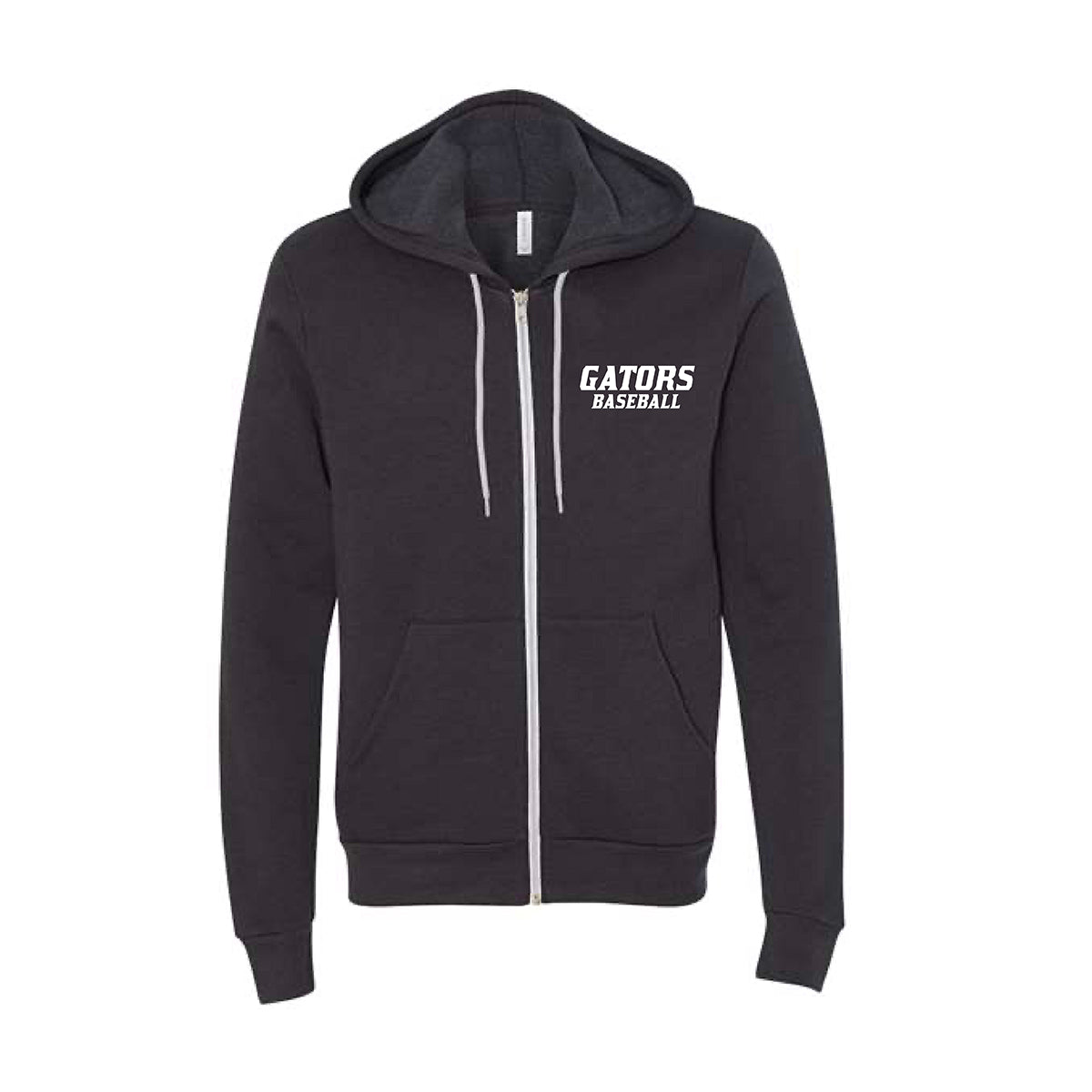 Adult Gators Baseball Fleece Full-Zip Hoodie in Charcoal