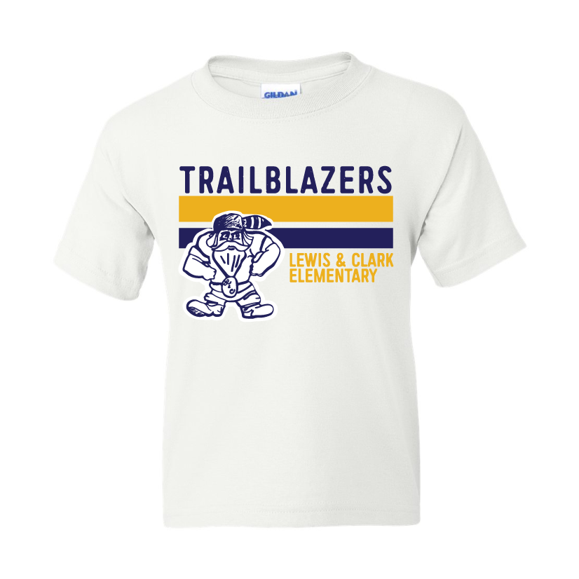 Lewis & Clark YOUTH Mascot Logo DryBlend Tee in White