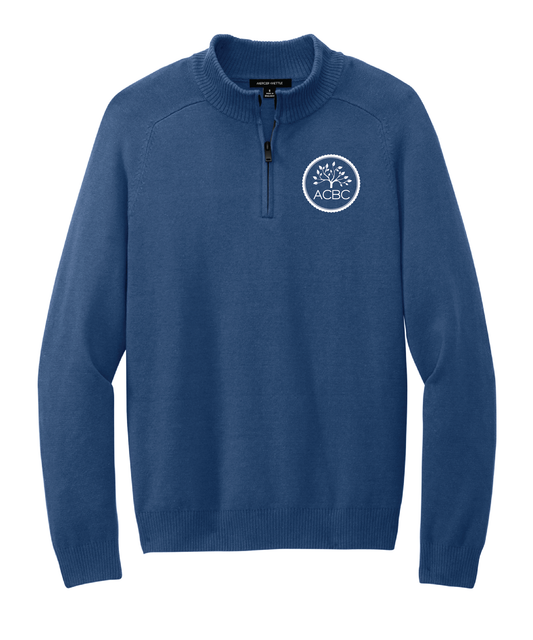 ACBC | Embroidered 1/4-Zip Sweater in Deep Blue