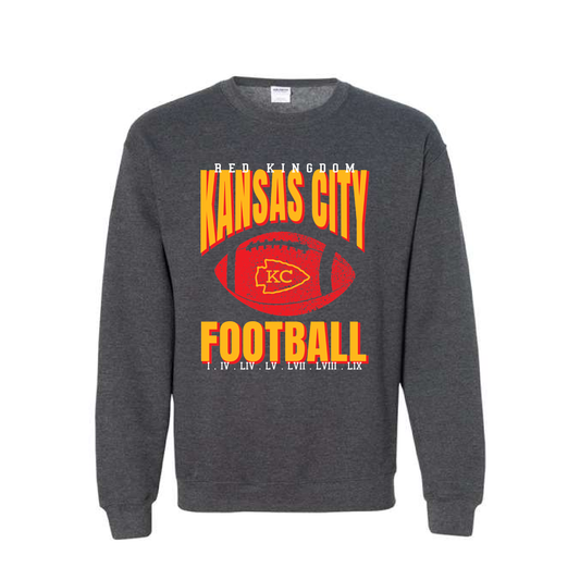 KC Football | Gildan Crewneck in Dark Heather