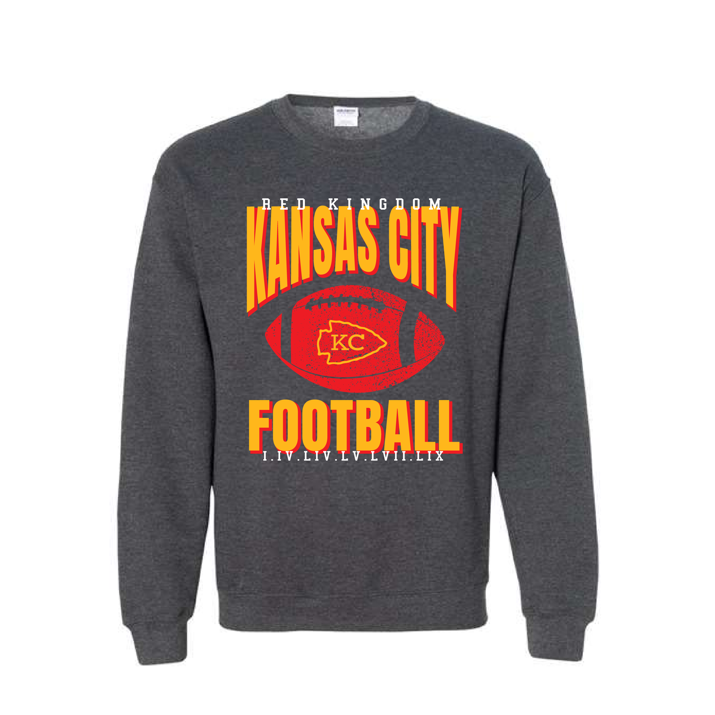 KC Football | Gildan Crewneck in Dark Heather