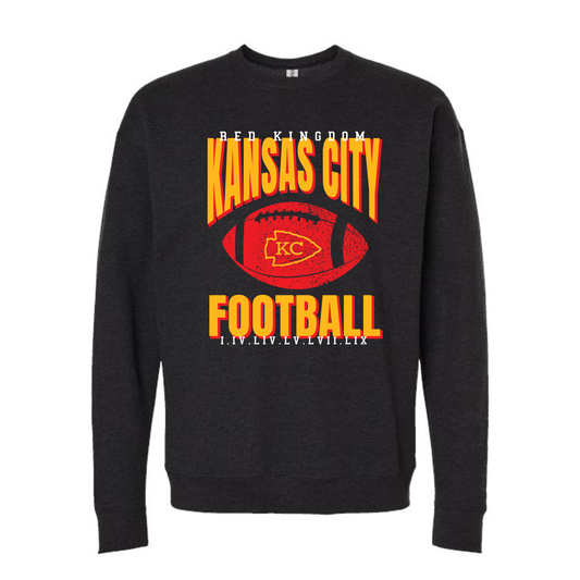 KC Football | Tultex Crewneck Sweatshirt in Heather Graphite