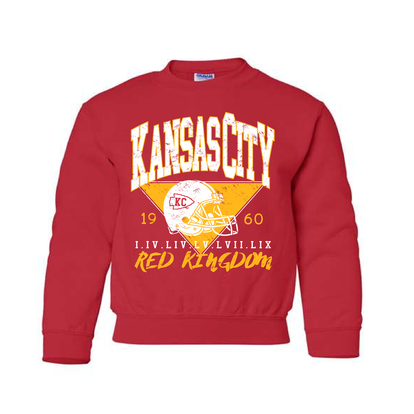 KC Red Kingdom | YOUTH Gildan Crewneck in Red