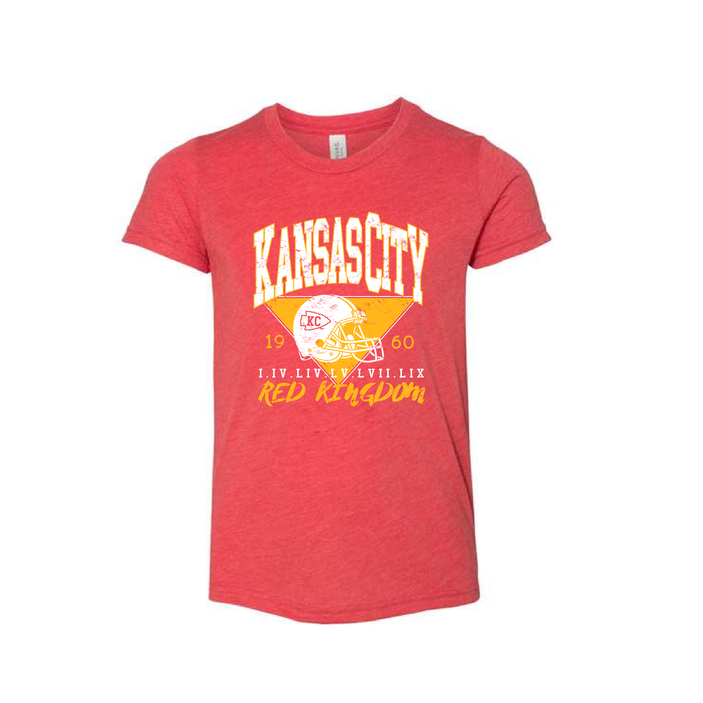 KC Red Kingdom | YOUTH Bella Canvas Triblend Tee in Heather Red