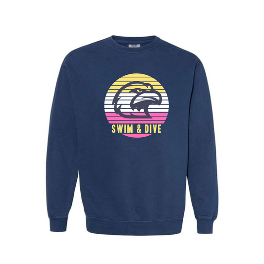 LN Swim Eagles | Comfort Colors Garment-Dyed Sweatshirt in True Navy