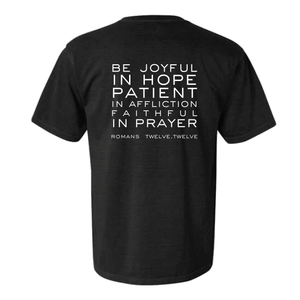 St James "Joyful Patient Faithful" | Comfort Colors Garment-Dyed Heavyweight Tee in Black