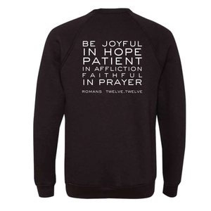 St. James "Joyful Patient Faithful" | Unisex Bella + Canvas Sponge Fleece Crewneck in Black