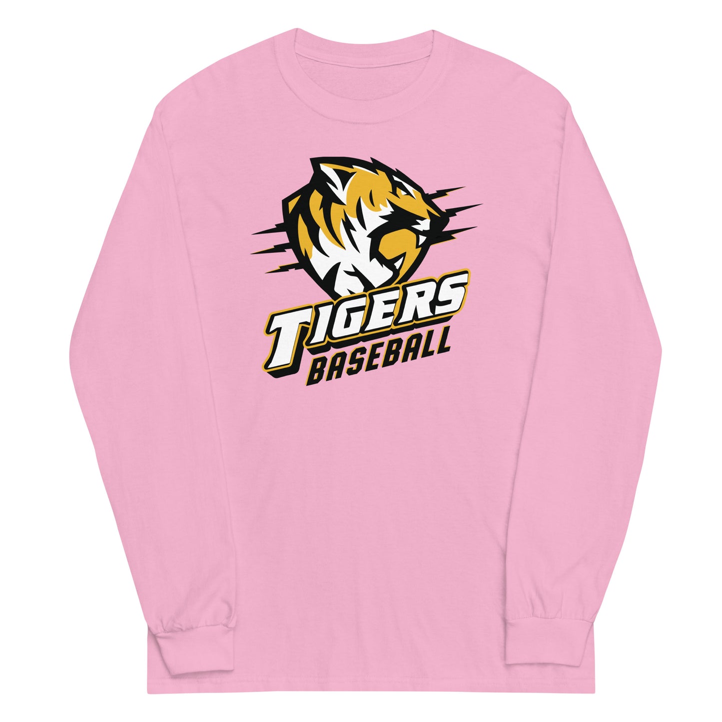 Tigers Baseball Gildan Long Sleeve Tee in Light Pink