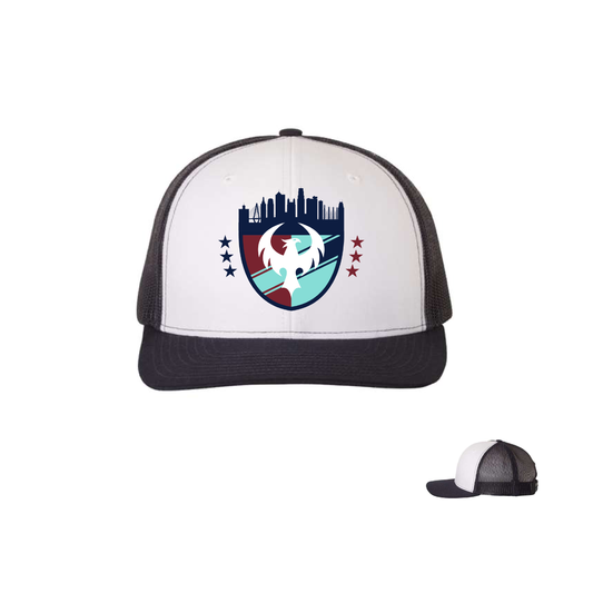 Unified | Richardson Trucker Hat in White/Navy