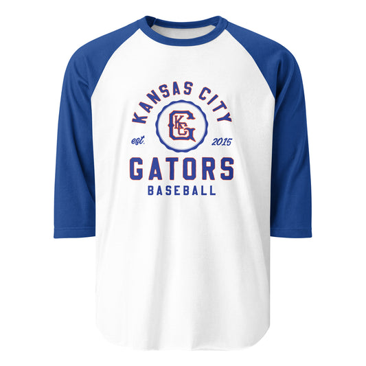 Gators Baseball 3/4 Sleeve Raglan Shirt in White/Royal