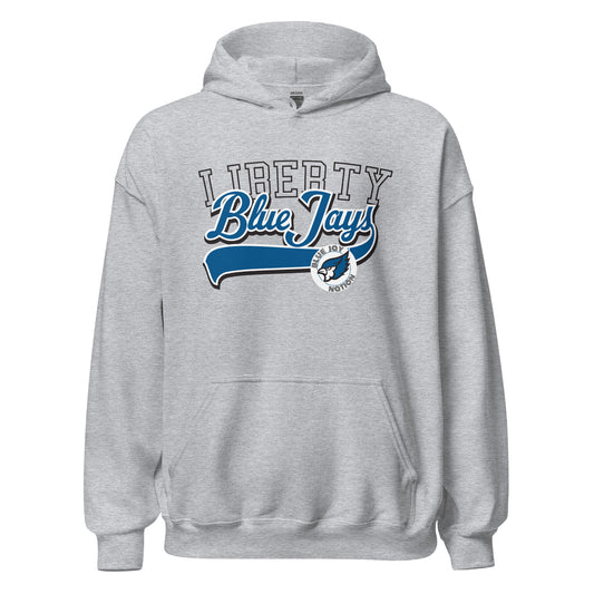 Blue Jays Script Gildan Hoodie in Sport Gray