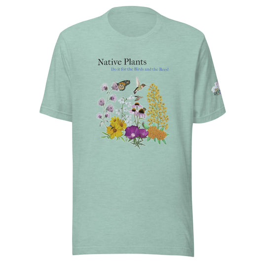 Deep Roots KC | Bella + Canvas Native Plants Unisex Jersey Tee in Heather Dusty Blue