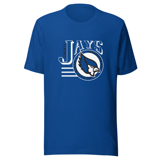 Blue Jays Never Give Up Bella Canvas Jersey Tee in True Royal