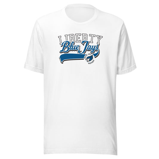 Blue Jays Script Bella Canvas Jersey Tee in White