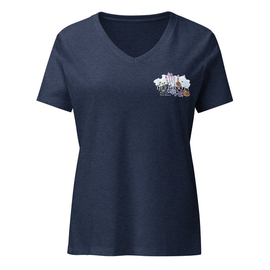 Deep Roots KC | Women’s Relaxed V-neck Tee in Heather Navy