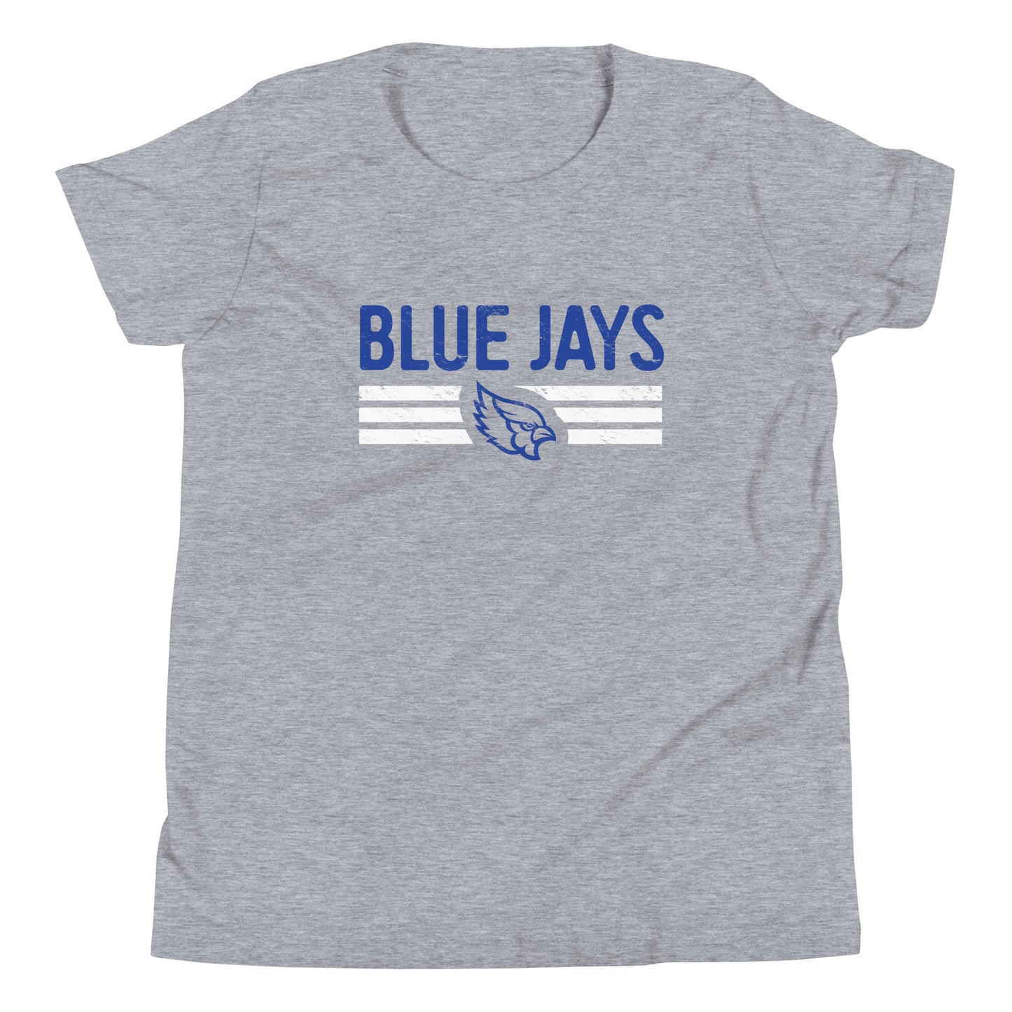 Blue Jays Stripes YOUTH Bella Canvas Jersey Tee in Athletic Heather