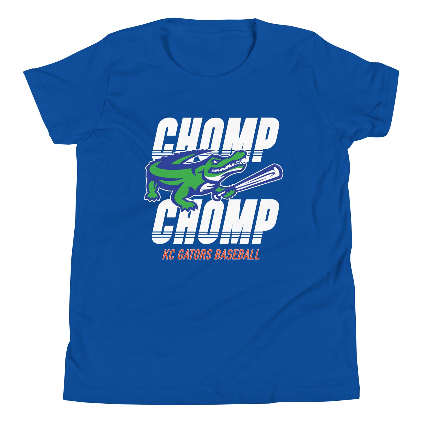 Gators Baseball YOUTH Chomp Chomp Bella Canvas Jersey Tee in Royal