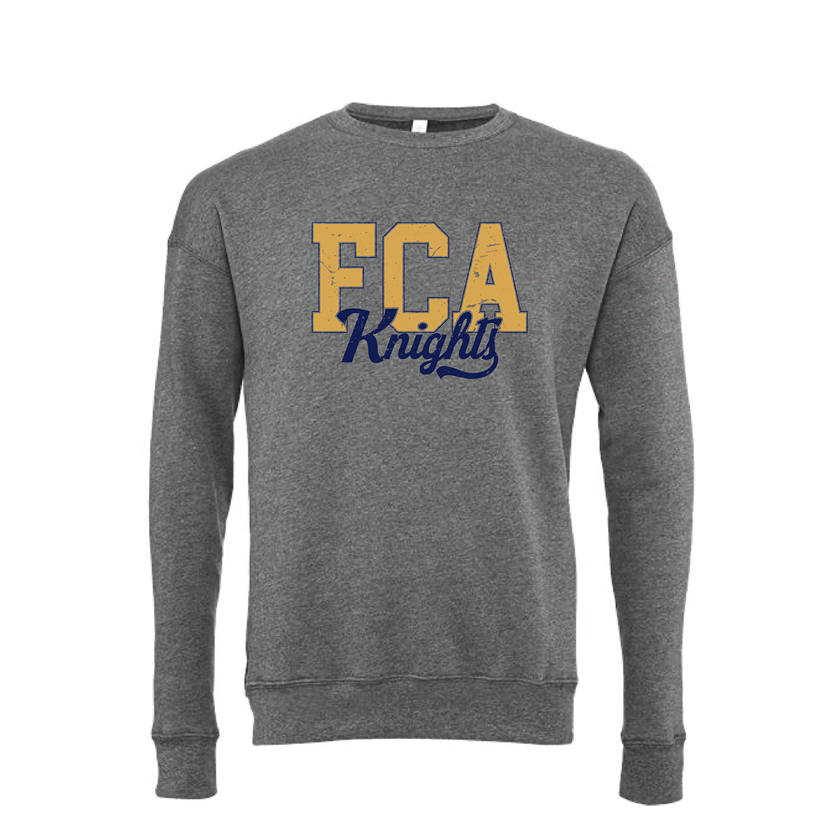 FCA Knights Script Bella Canvas Sponge Fleece Crewneck Sweatshirt in Heather Grey