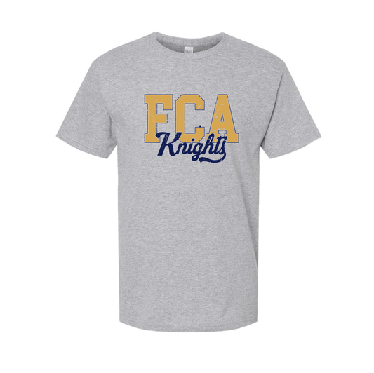 FCA Knights Script Unisex M&O Soft Touch Tee in Athletic Gray