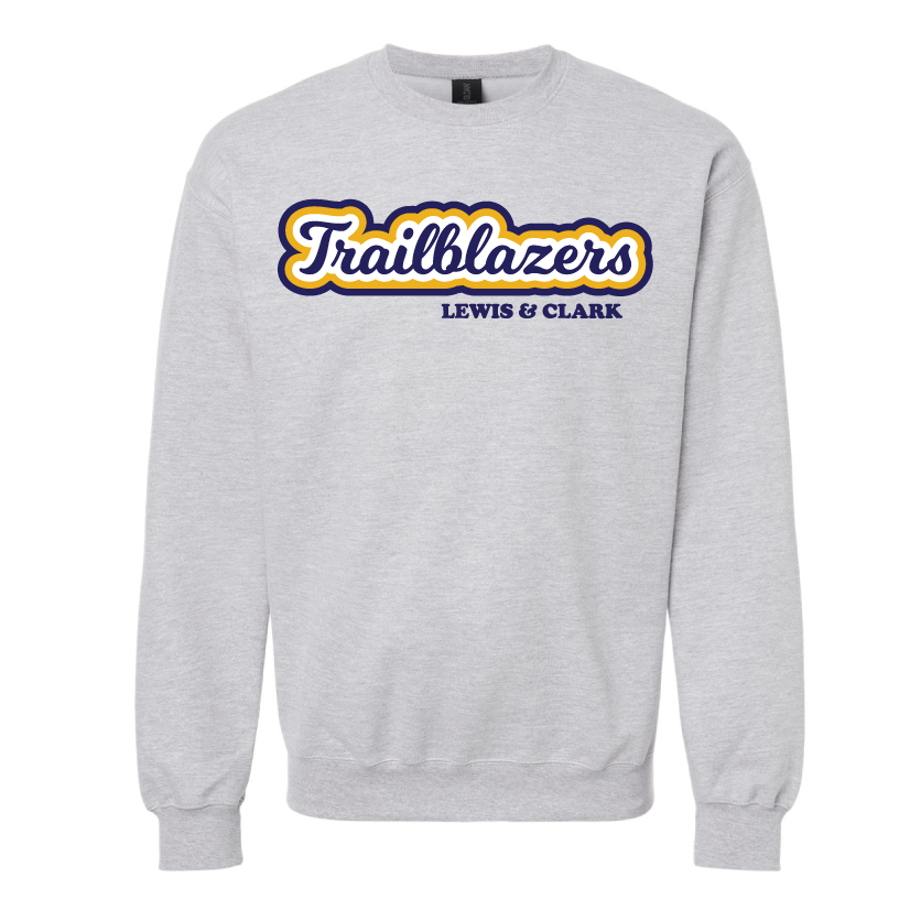 Lewis & Clark ADULT Trailblazers Logo Softstyle Crewneck Sweatshirt in Athletic Gray
