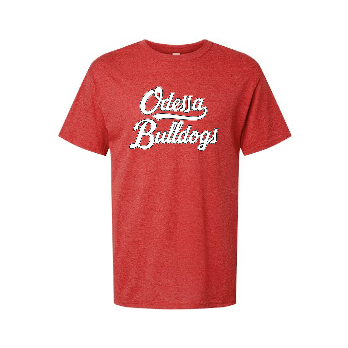 Odessa Script Bulldogs Unisex M&O Soft Touch Tee in Red