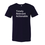 Load image into Gallery viewer, Nisos &quot;Timely, Revelant, Actionable&quot; Bella Canvas Unisex Tee in Solid Navy Triblend
