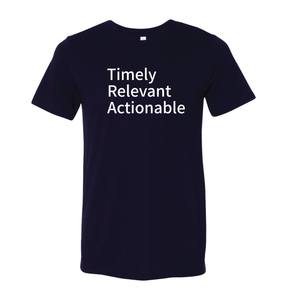 Nisos "Timely, Revelant, Actionable" Bella Canvas Unisex Tee in Solid Navy Triblend